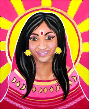 Indian Woman - 'Sun' Tarot Card - Acrylic Painting