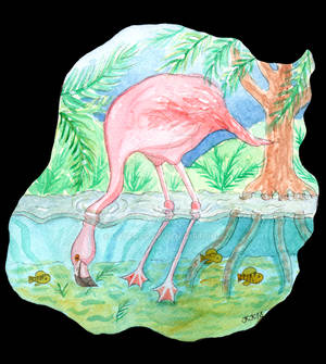 Flamingo Underwater Watercolor Painting