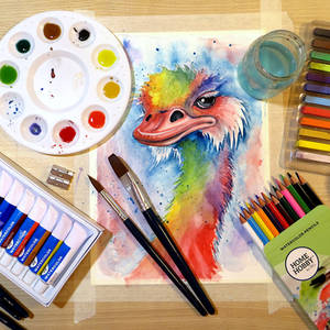 Abstract Watercolor Ostrich