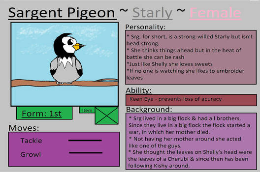 Sargent Pigeon Profile