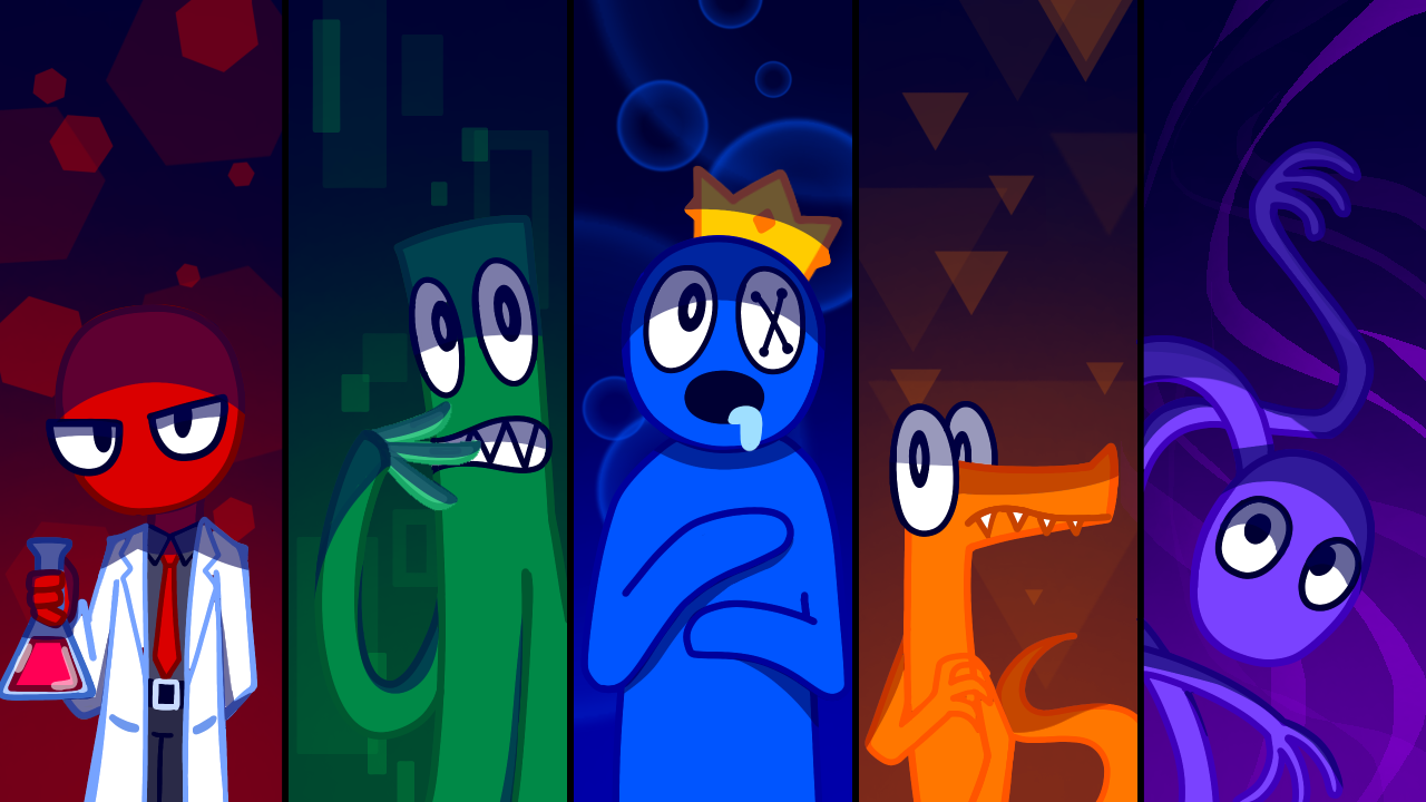 Blue, Red And Purple Halloween (Rainbow Friends) | Poster