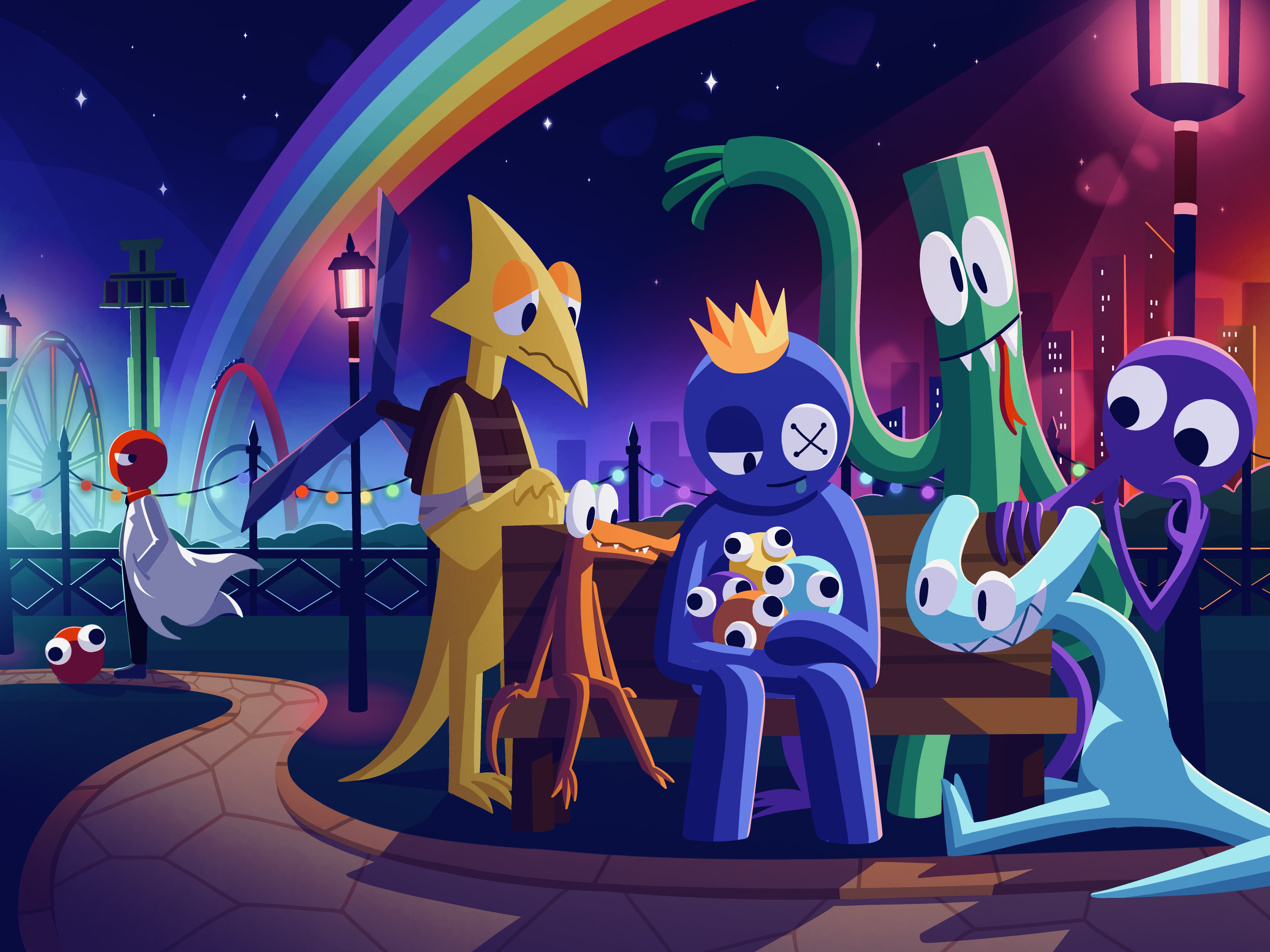 Rainbow Friends in the Park by Sjakr on DeviantArt