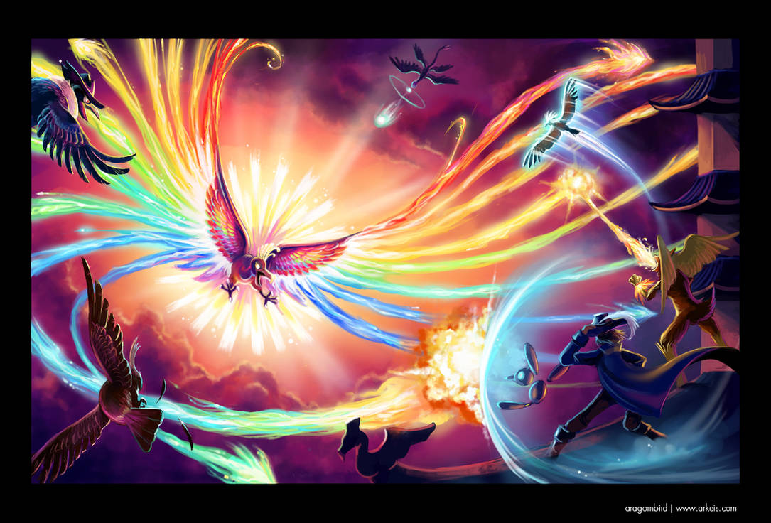 Ho-oh vs Lugia by EvilQueenie on DeviantArt