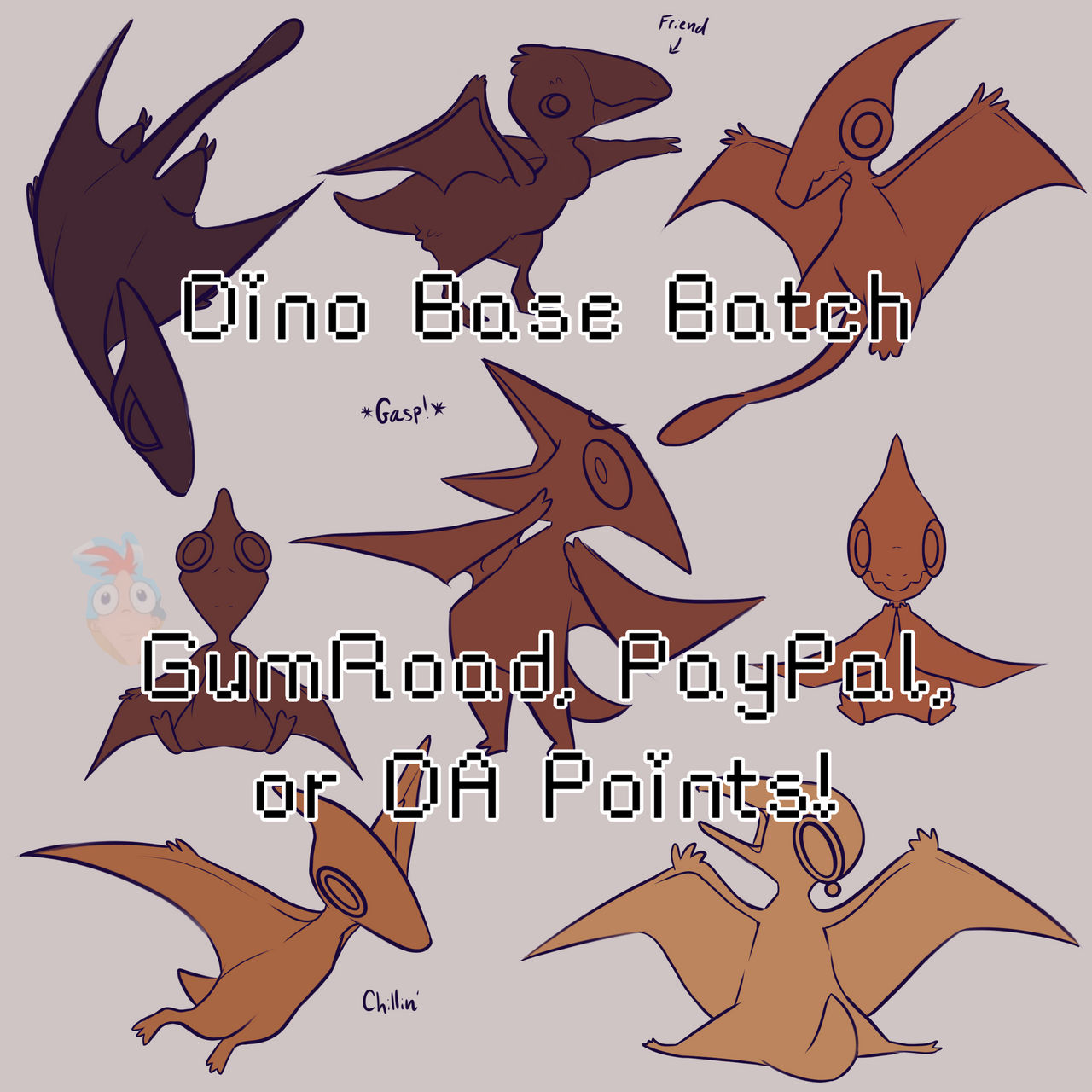 Pterodactyl Chibi Dino Base Set by PeachiGhost on DeviantArt