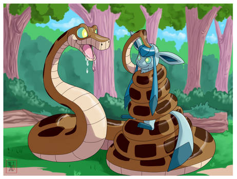 Commission .: Kaa + Glaceon :.