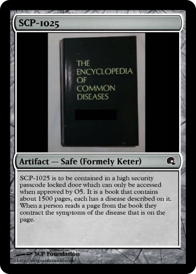 SCP 1025 Magic Card Encyclopedia of Diseases by Tuneison on DeviantArt SCP 1025 Magic Card Encyclopedia of Diseases by Tuneison on DeviantArt