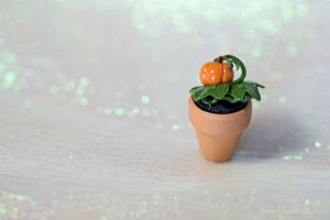 Pumpkin in a Flower Pot, polymer clay collectible