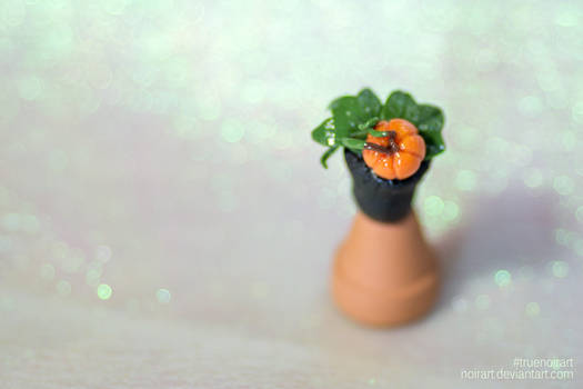 Pumpkin in a Flower Pot, polymer clay collectible