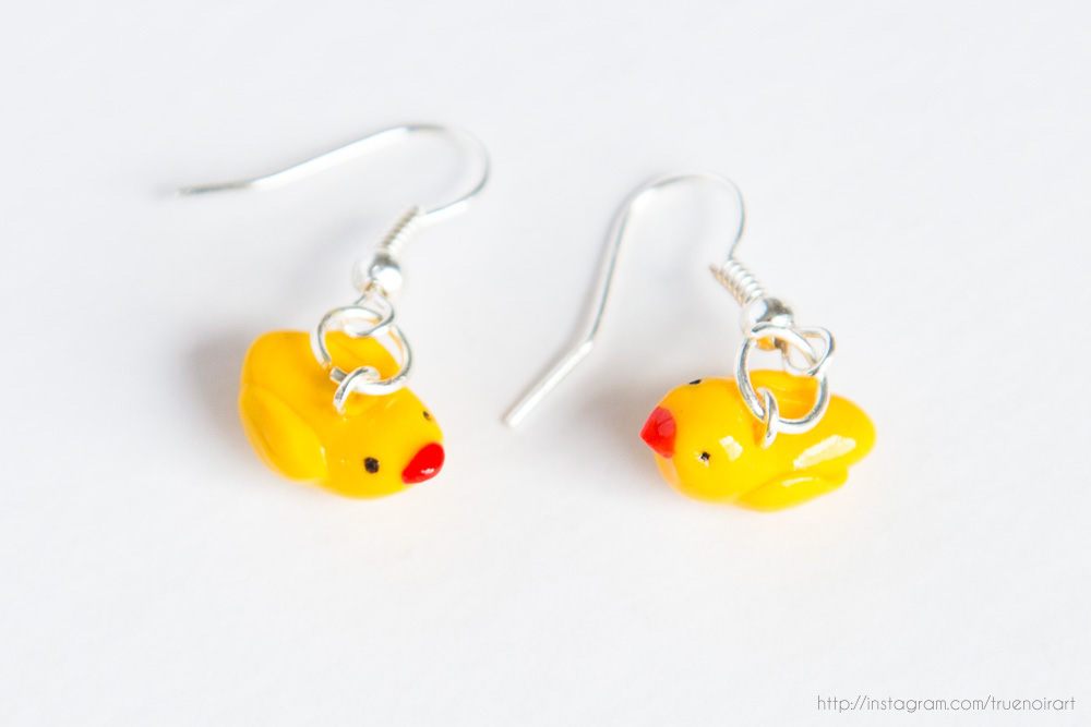 Duck earrings, polymer clay jewelry