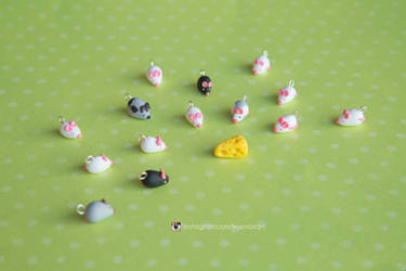 Rat army, polymer clay miniature rat charms