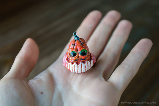 Insidious pumpkin figurine, polymer clay