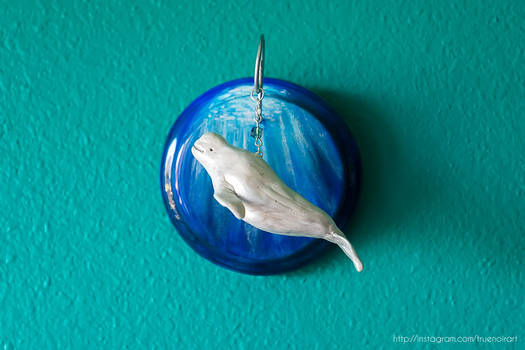 Beluga whale wall sculpture, mixed media