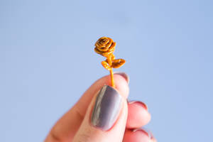 Golden Rose - Polymer Clay Miniature