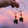 Pumpkin Leaf Earrings at Sunset - Polymer Clay
