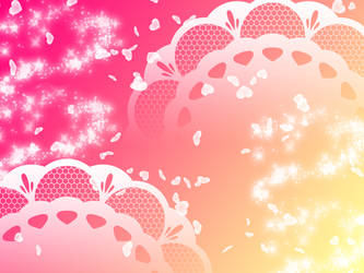 Yellow Pink Lacy Heart Background