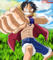 Luffy from one piece (with a sensational BG)