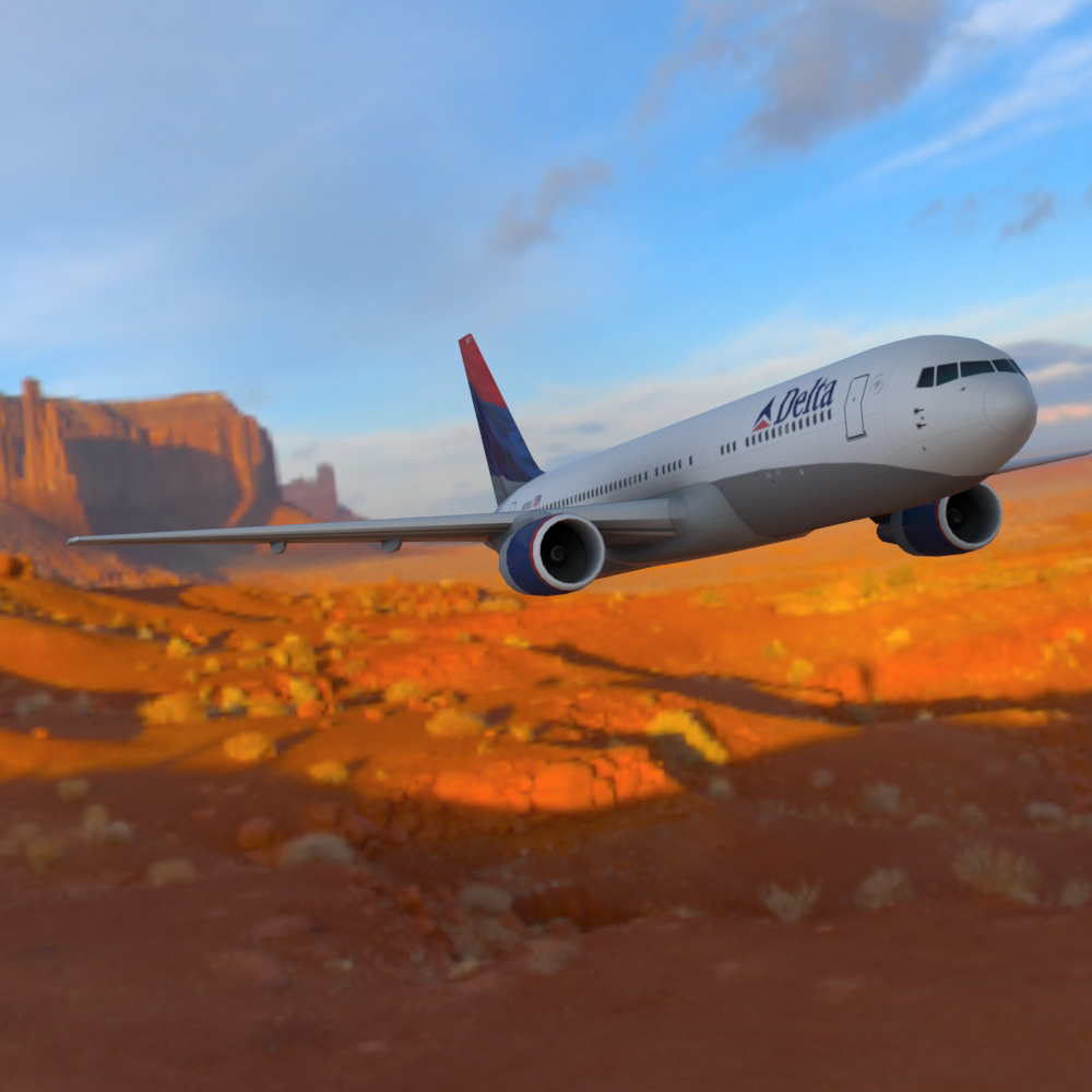 Boeing 767-300 Over a Canyon