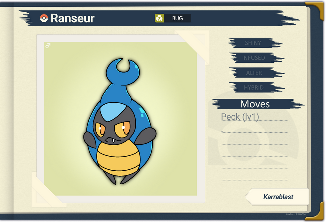 PokeRealm: Ranseur the Karrablast by Kid31 on DeviantArt