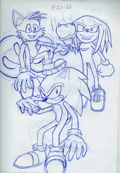 Sonic Tails Knuckles bic pen sketch