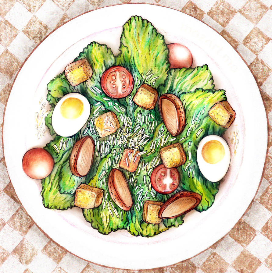 Caesar salad. Food Illustration. by MozartMo on DeviantArt