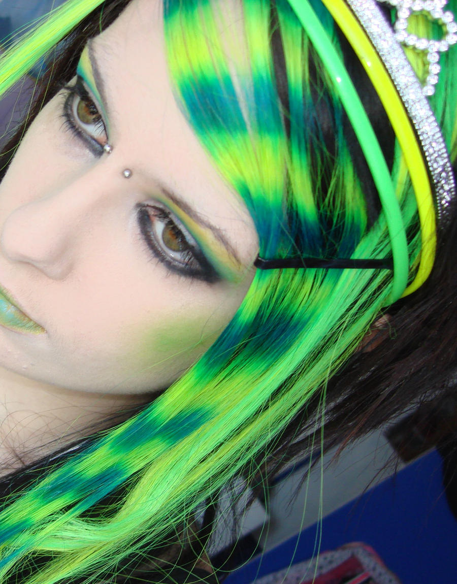Neon Yellow and Green Hair by CandyAcidHair