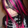 Pink and Black Striped Hair