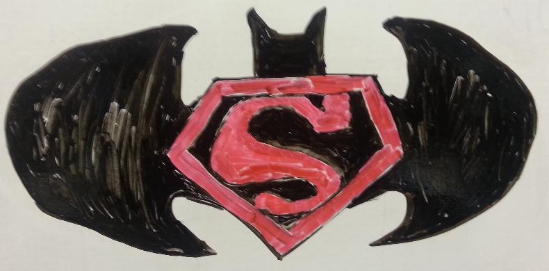 Whiteboard Shenanigans -01) Superman-Batman Emblem