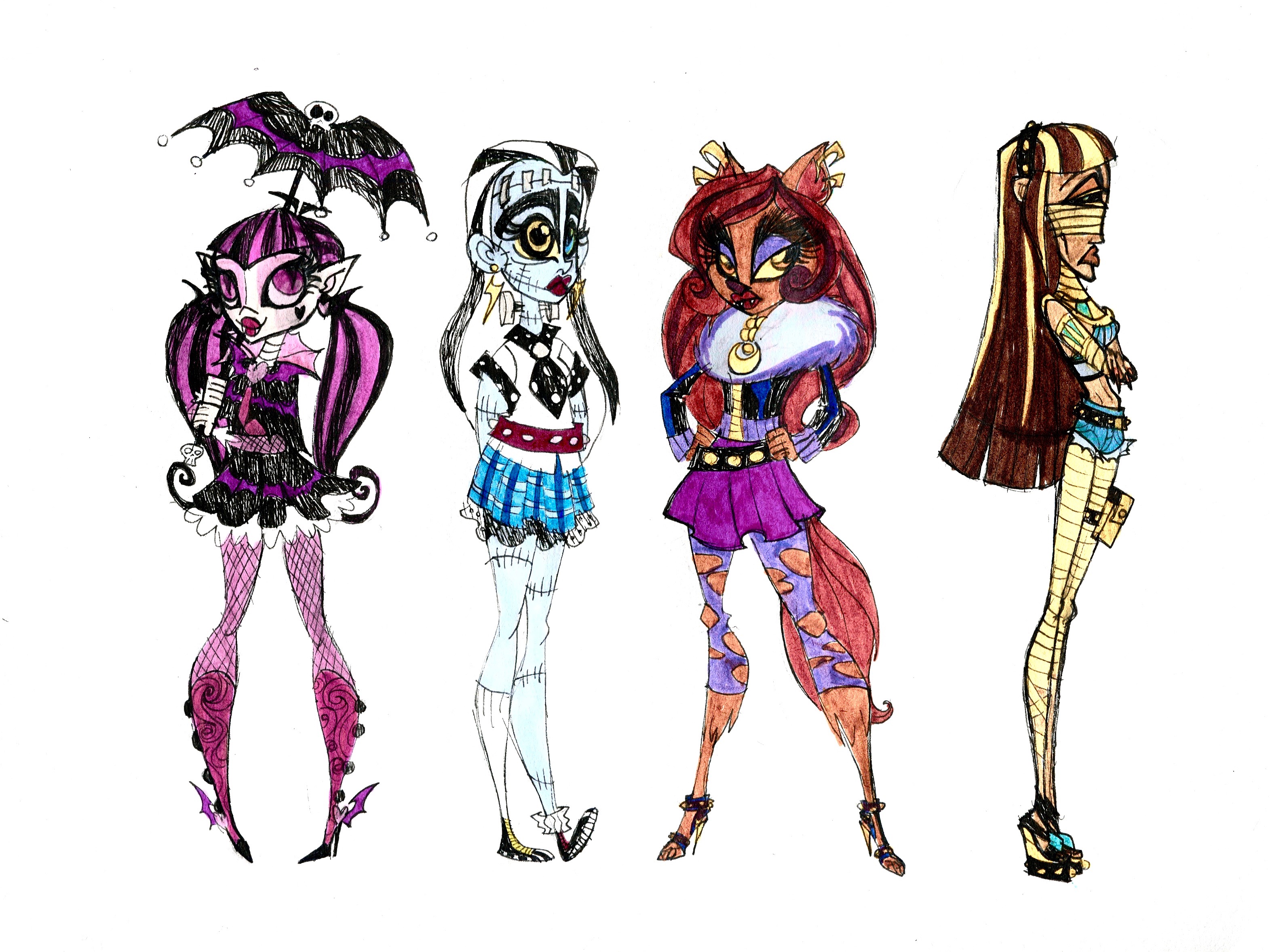 Monster High - Draculaura, Frankie, Clawdeen, Cleo by LorlyntheDemon on ...