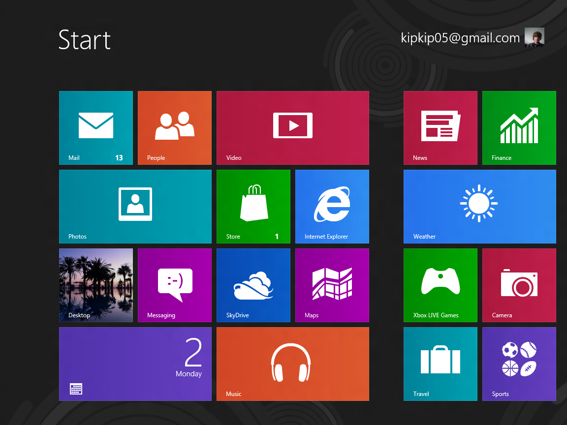 Just the startscreen of Windows 8