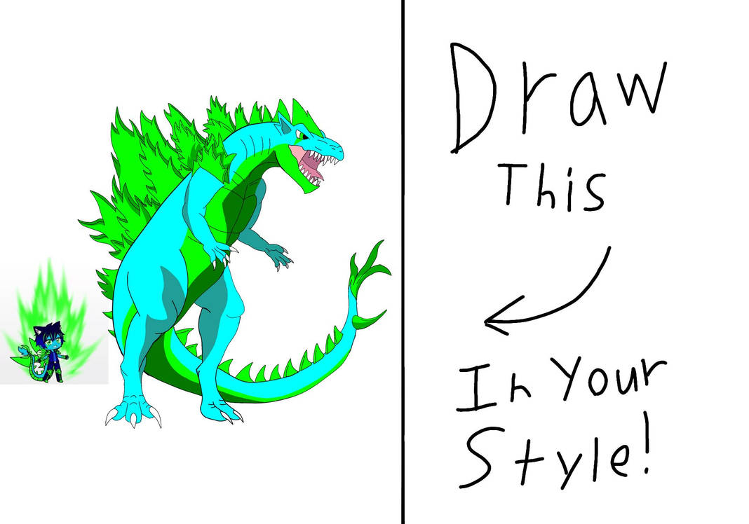 Draw My Oc and Godzilla Oc form in your style.