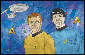 Kirk and Spock in Stained Glass by jmascia