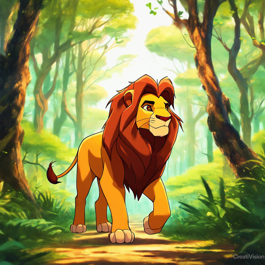 Simba the lion king walking in the forest by Spikeomeo on DeviantArt