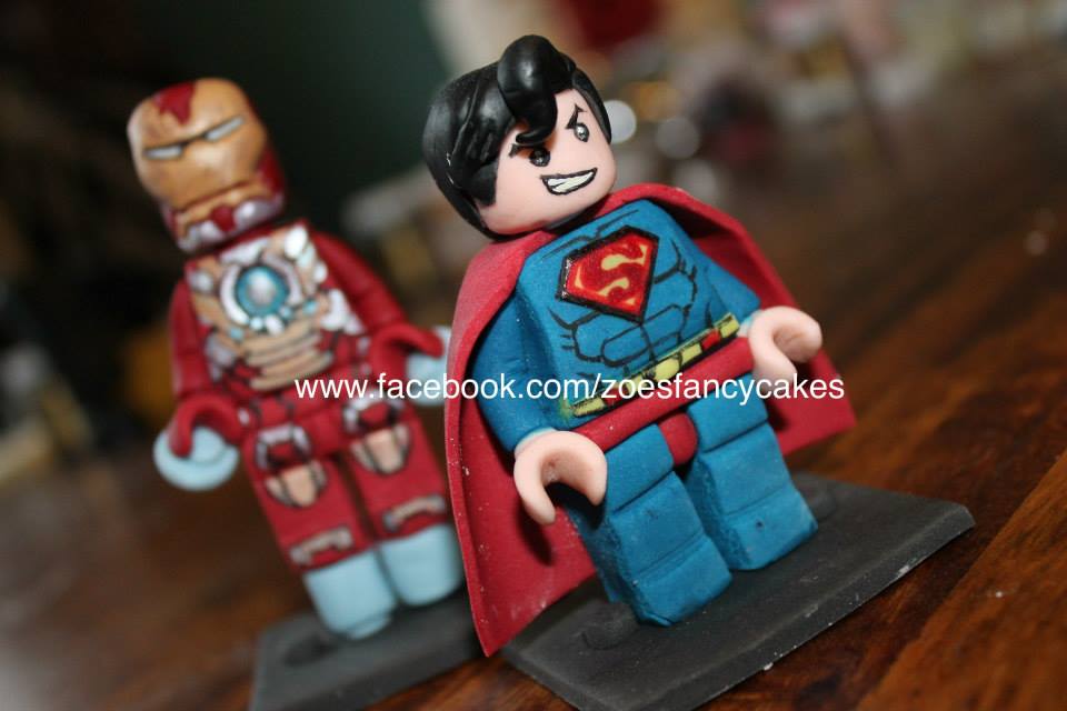 superman and iron man lego cake toppers