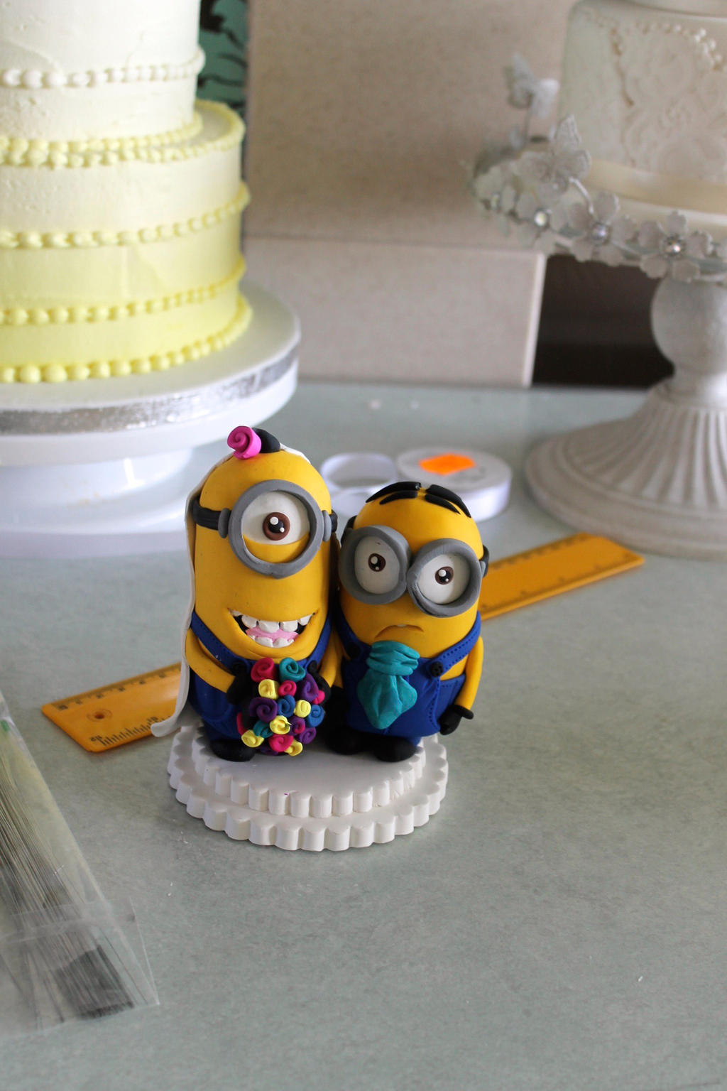 Minion wedding cake toppers