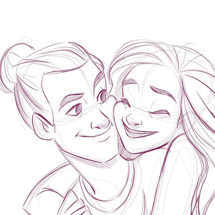 Cute Couple Sketch Cartoon Illustration by longdigital on DeviantArt