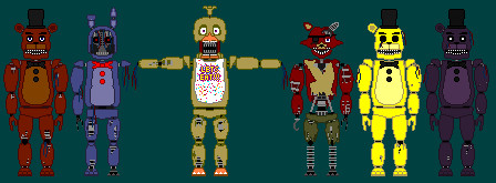 Fnaf 2 withered animatronics by UnTipObisnuit