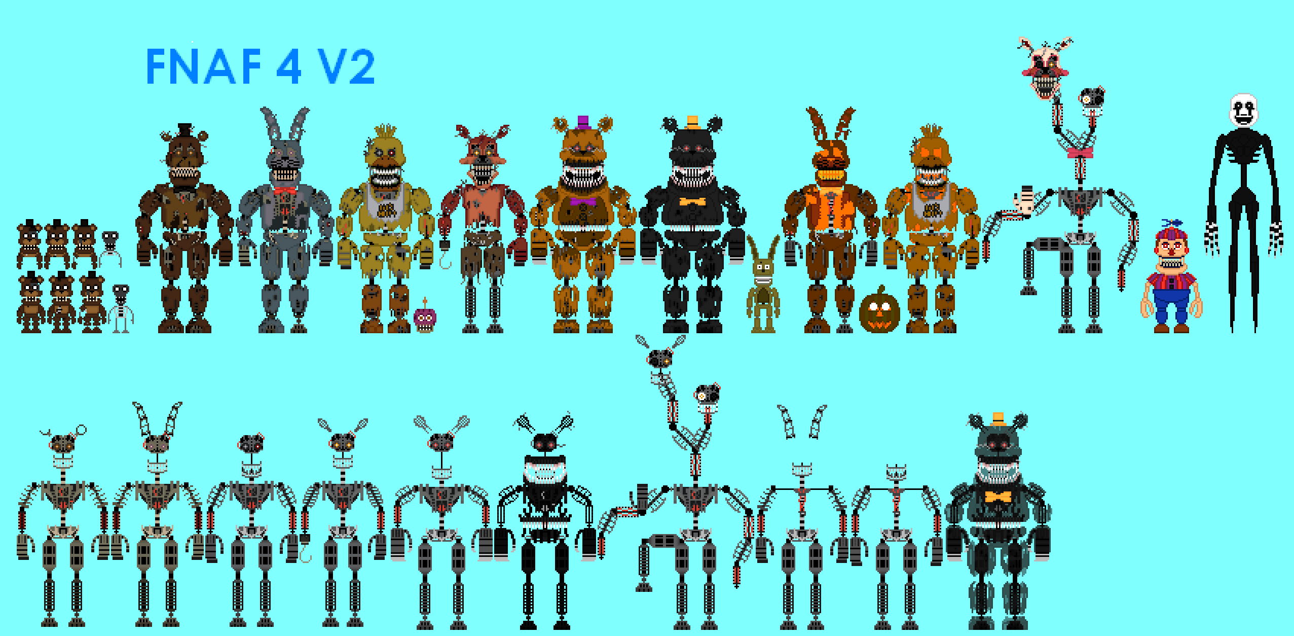 Fnaf4 Animatronics 8-bit by 133alexander on DeviantArt