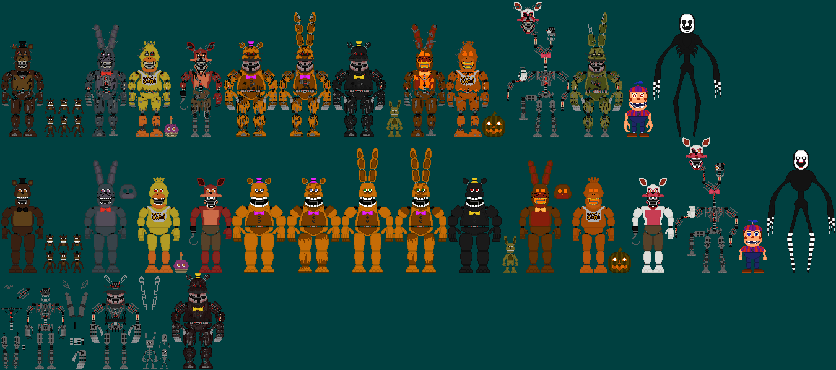 Fnaf4 Animatronics 8-bit by 133alexander on DeviantArt