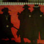 Silhouette - Sheriff and His Men in Fiery Sunset