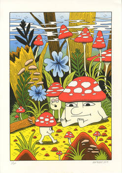 Mushroom World - Risograph print