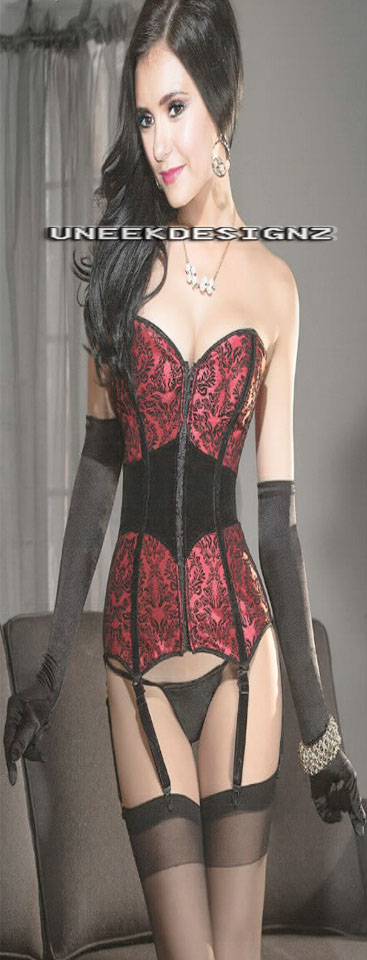 nina dobrev - red and black lingerie morph by yotoots on DeviantArt