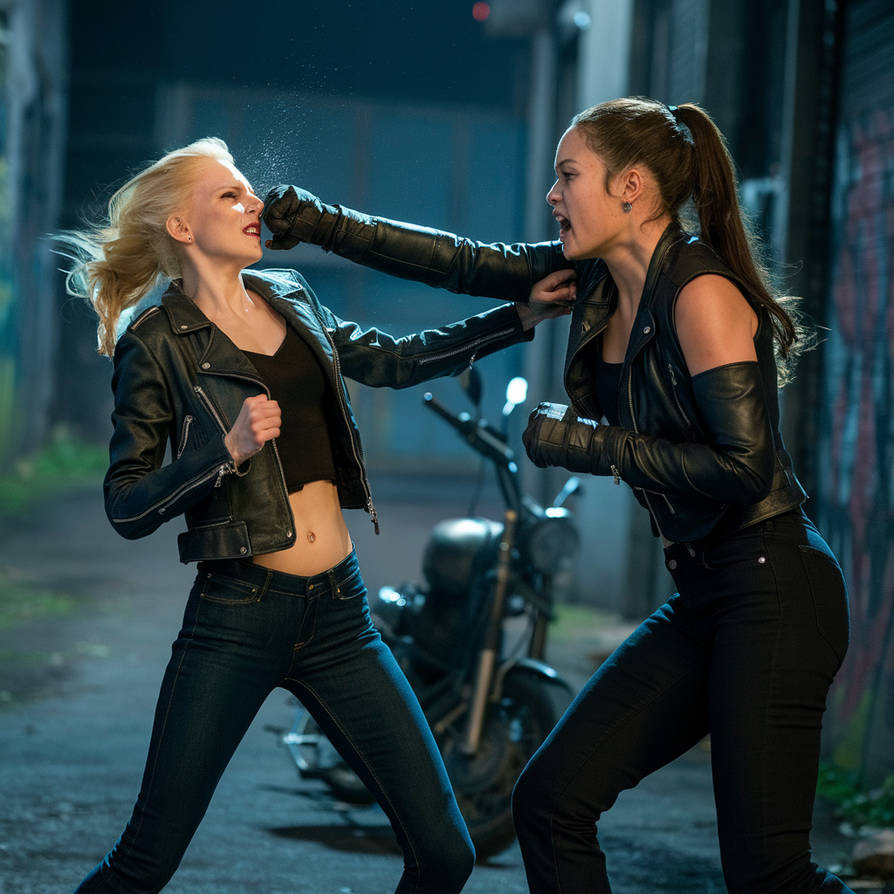 Girl Gang Member Pounds a Smaller Biker Chick by Bikemanrick on DeviantArt