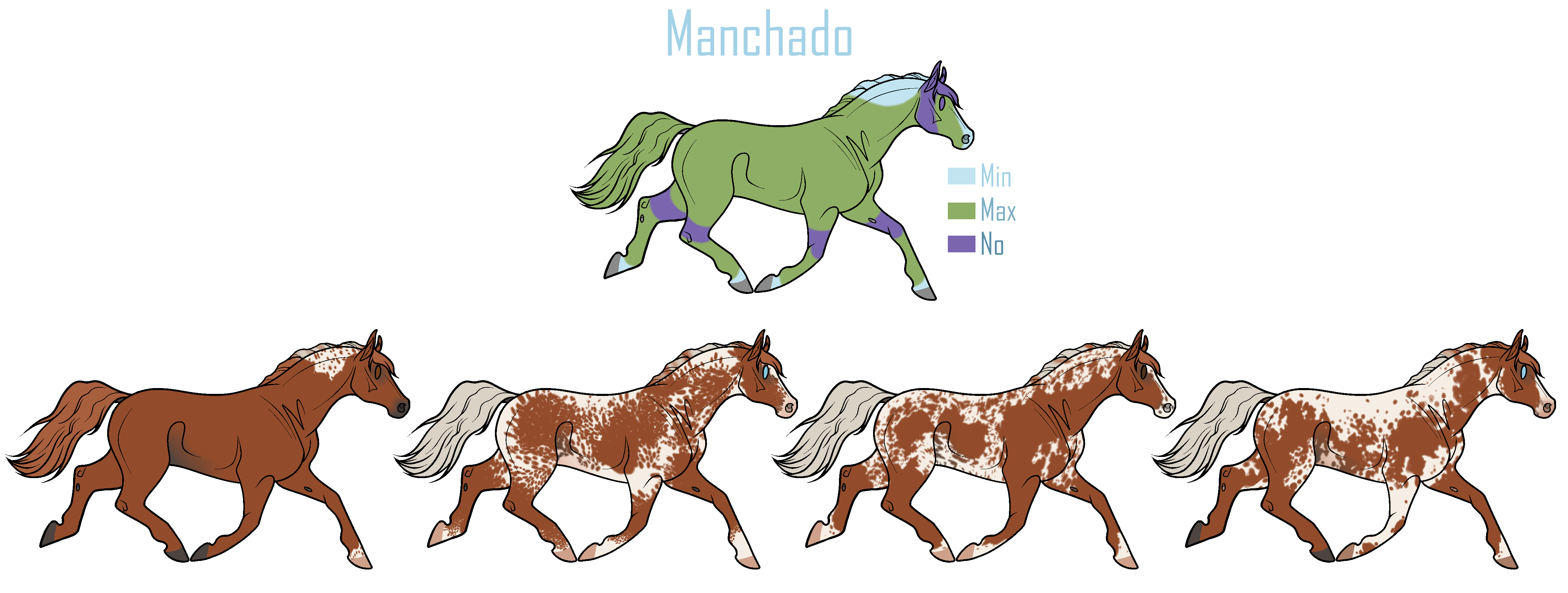 Manchado Color Examples Coat Color Guide 2023 | Manchado by Hunter-Raider on DeviantArt