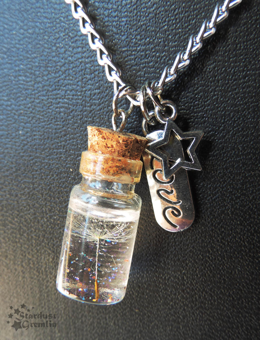 Dandelion Seed Love Bottle Necklace