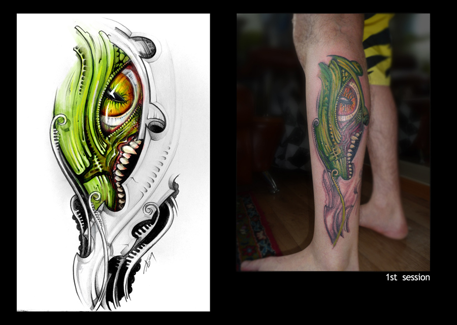 dragon biomechanics tattoo