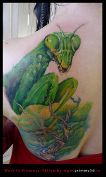 Mantis tattoo WIP