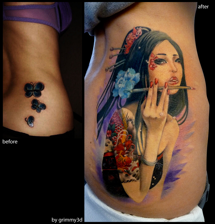Japanese girl with Dragon tattoo by grimmy3d on DeviantArt