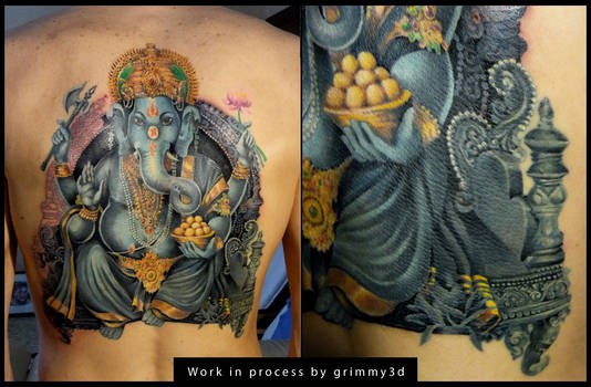 Ganesha tattoo WIP 8