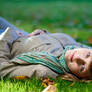 Lying on autumn ground