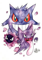 Ghastly, Haunter and Gengar